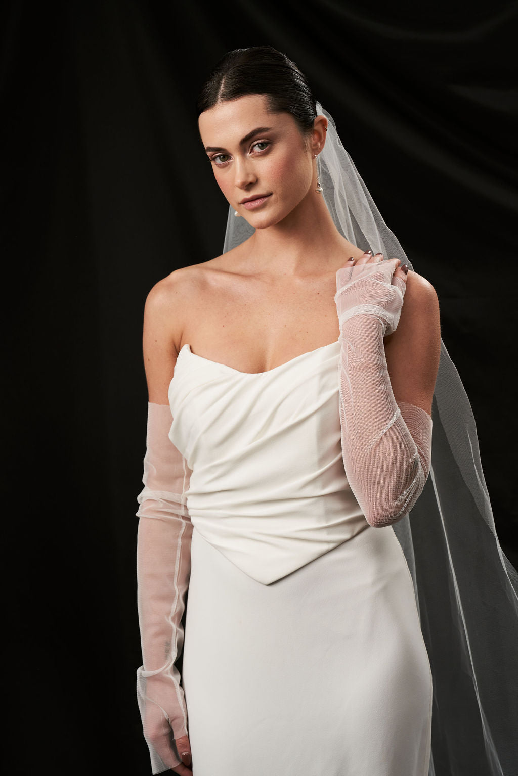 Fingerless Tulle Bridal Gloves Ivory