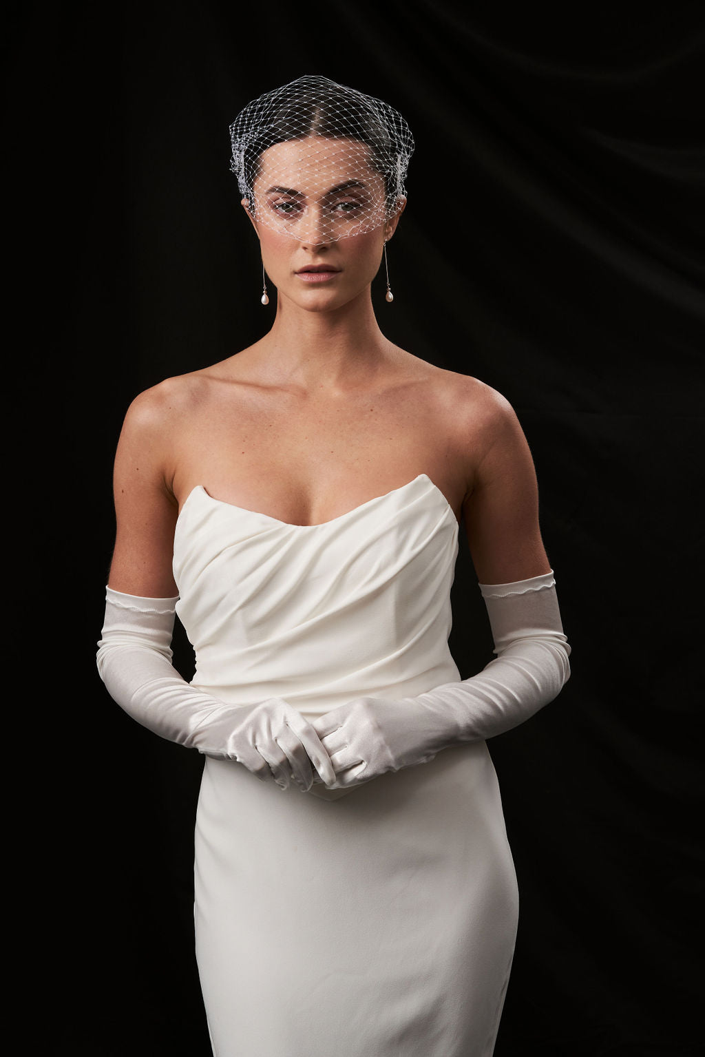 Classic Satin Maxi Gloves Ivory