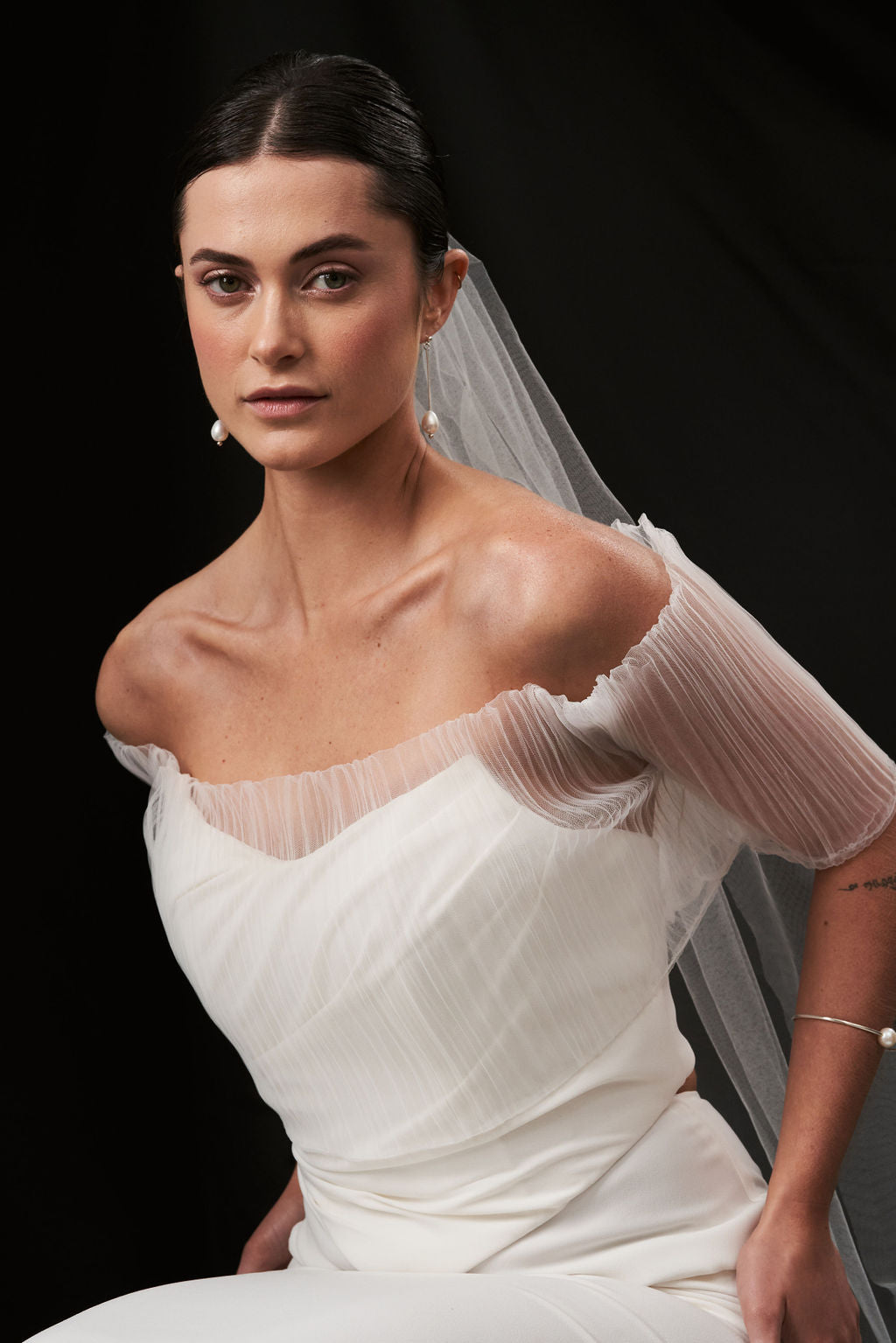 Off Shoulder Wedding Dress Topper - Ivory